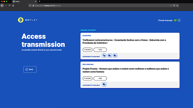 Events calendar in Beplay
