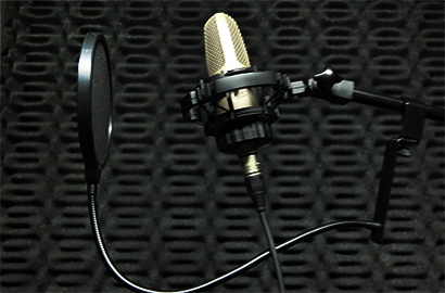 Microphone in a recording studio