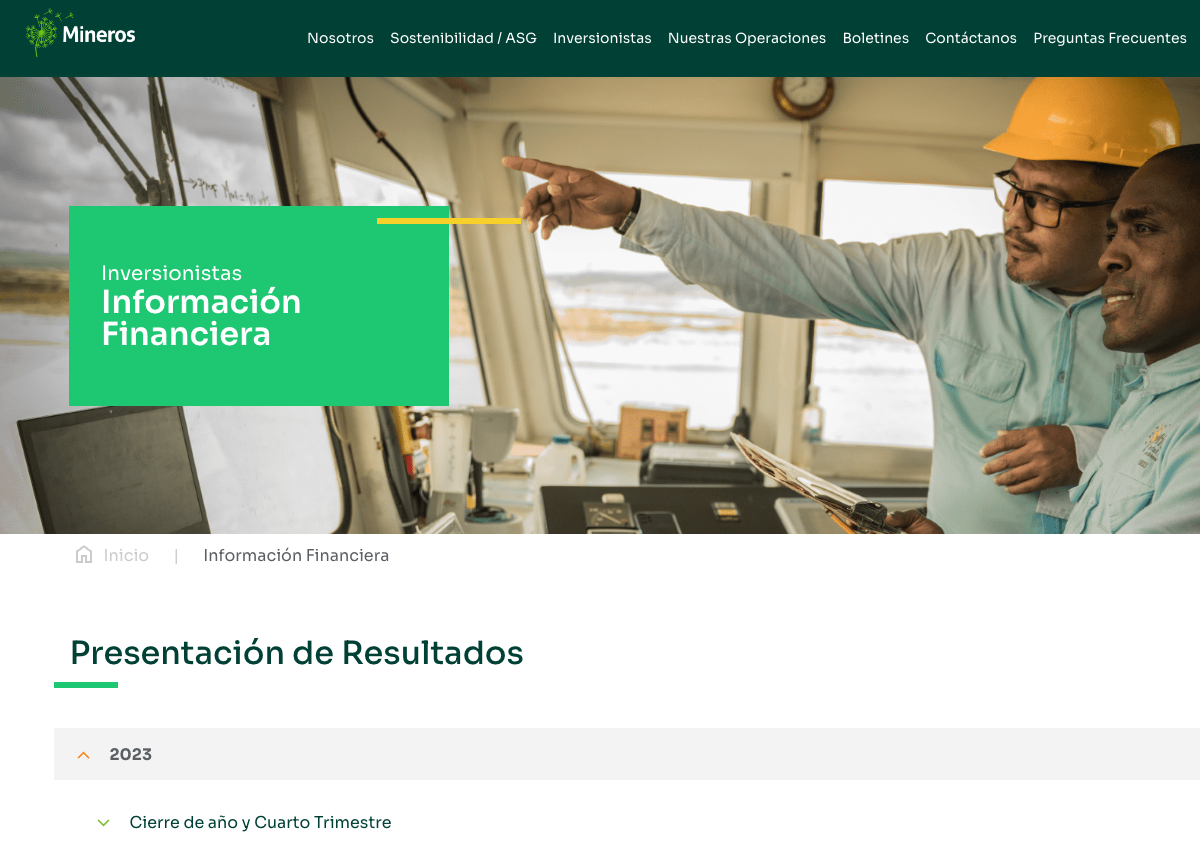 Información financiera Mineros